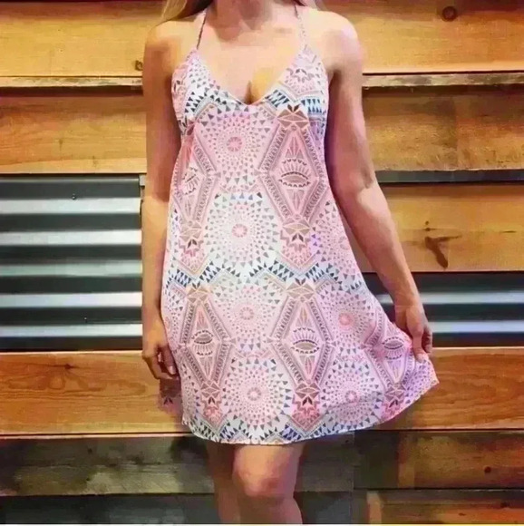 LAKEFIELD & CO.  | Women's Bright Neon Patterned Racerback V-Neck Dress - Picture 1 of 6